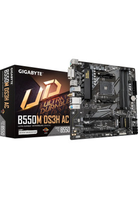 Gigabyte Материнська плата B550M DS3H AC sAM4 B550 4xDDR4 M.2 HDMI D-Sub mATX
