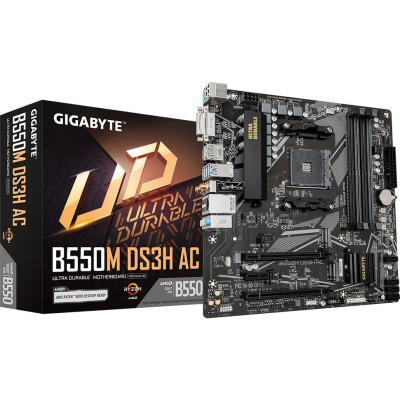Gigabyte Материнська плата B550M DS3H AC sAM4 B550 4xDDR4 M.2 HDMI D-Sub mATX