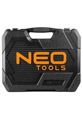 Neo Tools Набір інструментів, Набір торцевих головок, 110шт, 1/2", 1/4", CrV, кейс