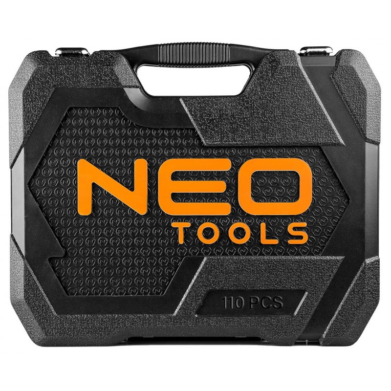 Neo Tools Набір інструментів, Набір торцевих головок, 110шт, 1/2", 1/4", CrV, кейс