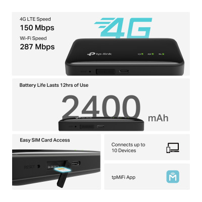 TP-Link Мобільний Маршрутизатор M7005 N150, 4G/LTE, 2400мА*год