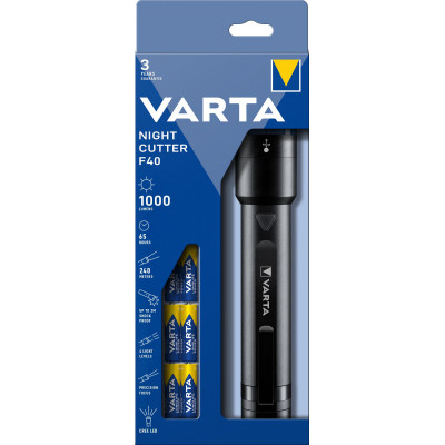VARTA Ліхтар Ручний Night Cutter F40, IPX4, до 1000 люмен, до 240 метрів, 6хАА