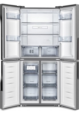 Gorenje Холодильник SBS, 182х64х80см, 4 двері, 265(129)л, А++, Інвертор , Зона св-ті, Внутр. Диспл, Нерж