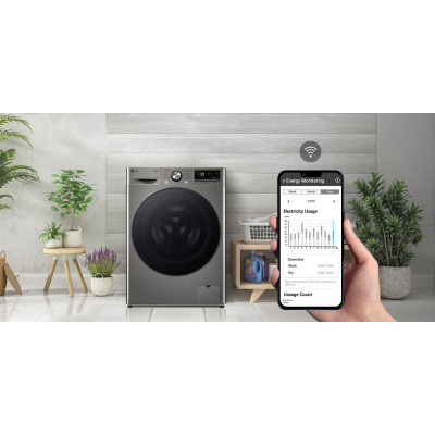 LG Пральна машина фронтальна, 11кг, 1400, A, 57см, дисплей, пара, інвертор, сріблястий LG Пральна машина фронтальна, 11кг, 1400, A, 57см, дисплей, пара, інвертор, сріблястий