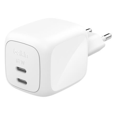 Belkin Зарядне пристрій мережевий Belkin 67Вт 2хUSB-С GAN PD PPS, білий