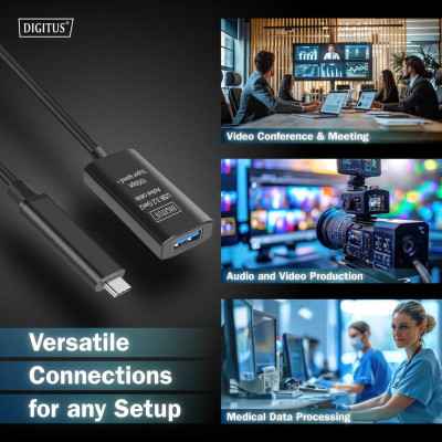 Digitus Подовжувач DIGITUS USB 3.2 Gen2 Active Cable 10G, C/M-A/F, 5м, чорний