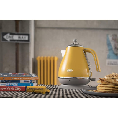 Delonghi Електрочайник DeLonghi Icona Capitals, 1.7л, нержавіюча сталь, жовтий