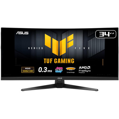 ASUS Монітор Asus 34" TUF Gaming VG34WQ5A 2xHDMI, 2xDP, 2xUSB, MM, VA, 3440x1440, 21:9, 200/400Hz, 0.5ms, DCI-P3 95%, CURVED, Adaptive