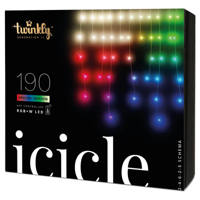 Twinkly Smart LED Гірлянда Twinkly Icicle RGBW 190, Gen II, IP44, довжина 5м, кабель прозорий
