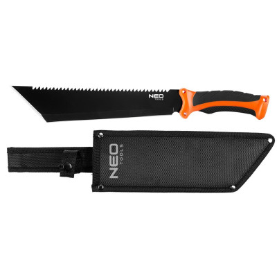 Neo Tools 63-117 Мачете Full Tang, 40см, лезо 25.5см, 3Cr13, ручка ABS+TPR, пила на обусі, нейлоновий чохол