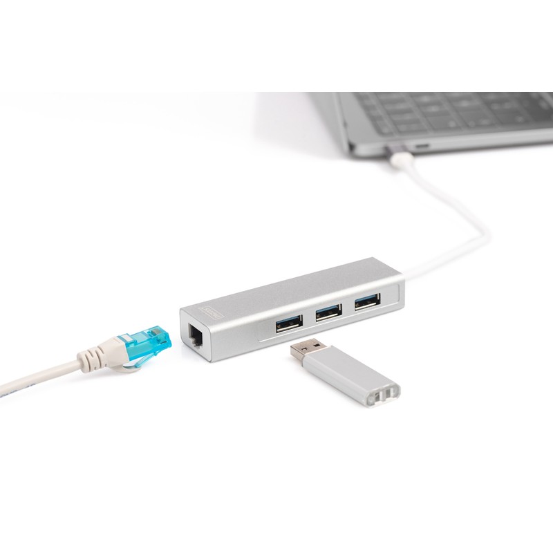 Digitus Концентратор USB-C - USB 3.0 3 Port Hub + Gigabit Ethernet