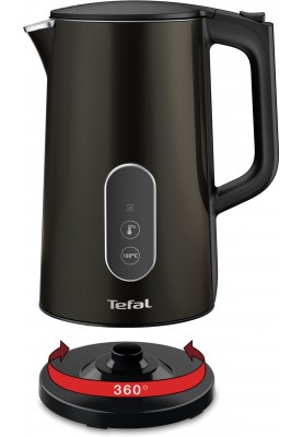 Tefal Електрочайник DIGITAL, 1,7л, з подвійними стінками, цифровий дисплей, сіро-чорний