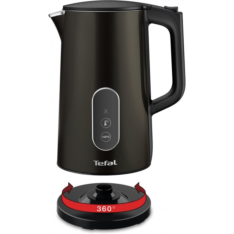 Tefal Електрочайник DIGITAL, 1,7л, з подвійними стінками, цифровий дисплей, сіро-чорний