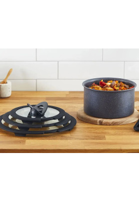 Tefal Набір скляних кришок Ingenio, 16см, 18см, 20см, скло, пластик, чорний