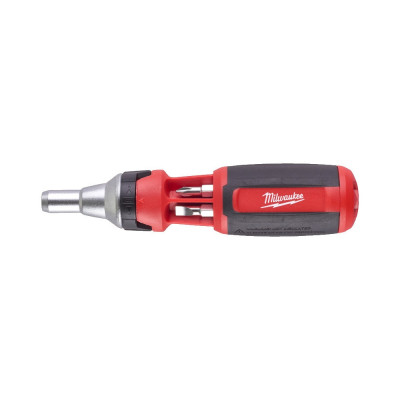 Milwaukee Викрутка з тріскачкою, 7 насадок, ручка двокомпонентна, (PH1, PH2, PZ1, PZ2, Torx15, Torx20, SL5.5), 152мм, сталь CrV