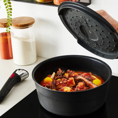 Tefal Набір посуду Tefal Ingenio Inspiration, 6предметів, алюміній, скло, бакеліт, чорний Tefal Набір посуду Tefal Ingenio Inspiration, 6предметів, алюміній, скло, бакеліт, чорний