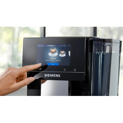Siemens Кавомашина, 2.4л, зерно+мелена, автомат.капуч, LED-дисплей, авторецептів -19, чорний