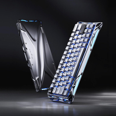 GravaStar Клавіатура магнітна Mercury V60 Pro 60keys, GravaStar Blackcore, USB-A, 8k, RGB, Chrome Silver