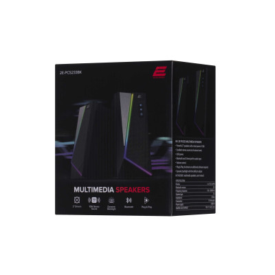 2E Акустична система PCS233 RGB, 2.0, USB, Black