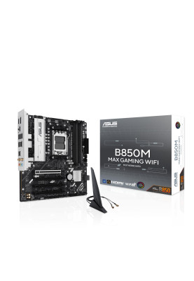 ASUS Материнська плата B850M MAX GAMING WIFI sAM5 B850 4xDDR5 M.2 HDMI DP WiFi BT mATX