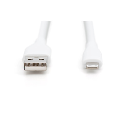 Digitus USB-A > Lightning заряджання/синхронізації, 1м, USB 2.0, 12W, силіконовий, білий