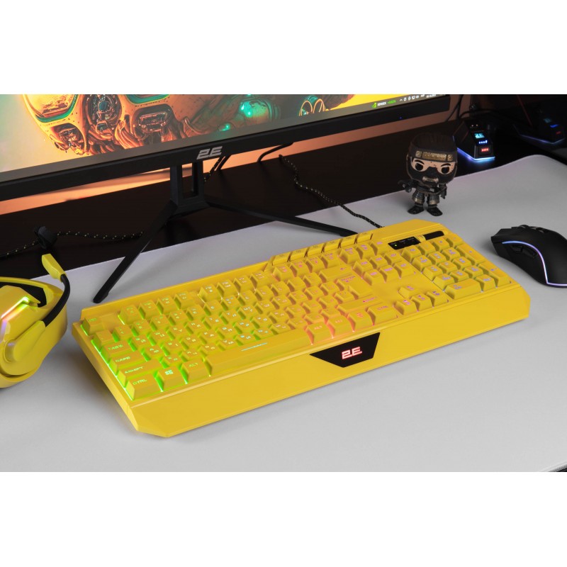 2E Gaming Клавіатура мембранна KG315 110key, USB-A, EN/UA, RGB, жовтий