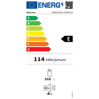 Electrolux Холодильна камера Electrolux вбудована, 177x55х55, 310л, E, ST, інв., білий