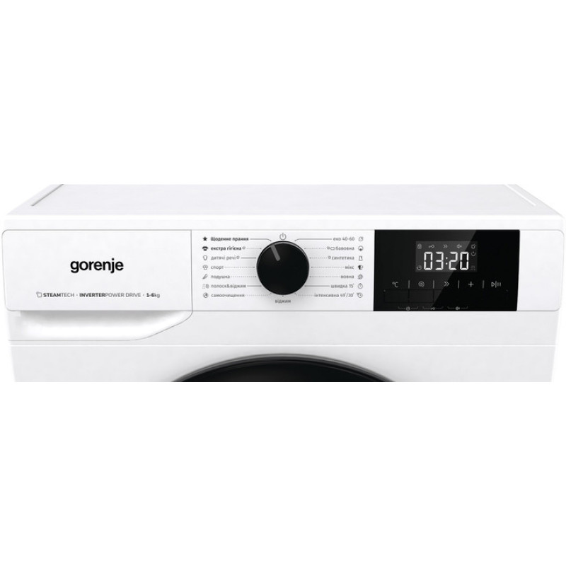 Gorenje Пральна машина фронтальна, 6кг, 1000, A+++, 43.5см, дисплей, пар, інвертор, білий