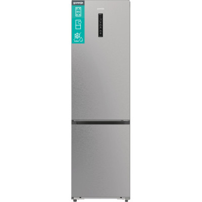 Gorenje Холодильник з нижн. мороз. камерою, 203х66х60см, 2 двері, 283(130)л, А+, Total NF, Зона св-ті, Інвертор, Зовн. Дисп, Wi-Fi, нерж