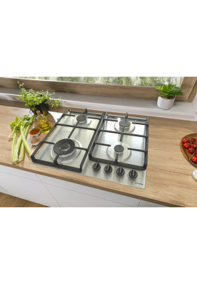 Gorenje Варильна поверхня газова, 60см, чугун, конфорка Wok, нерж