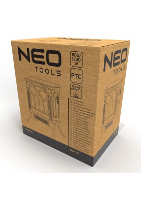 Neo Tools Камін електричний, декоративний, 30м кв., 1500Вт, керамічний нагрів. елемент (PTC), чорний