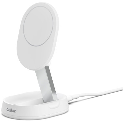 Belkin Зарядний пристрій бездротовий 15Вт Magnetic Stand Qi2, адаптер 20Вт USB-C, білий