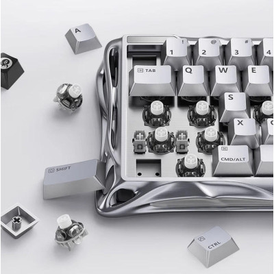 GravaStar Клавіатура магнітна Mercury V60 Pro 60keys, GravaStar Blackcore, USB-A, 8k, RGB, Chrome Silver