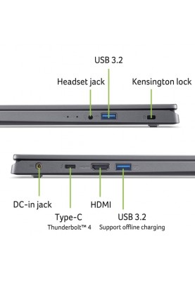 Acer Ноутбук Aspire 15 A15-51M 15.6" FHD IPS, Intel 7-150U, 16GB, F1TB, UMA, Lin, сірий