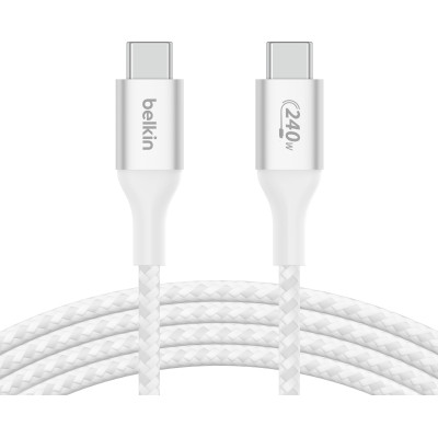 Belkin Кабель USB-C > USB-C заряджання/синхронізації 2м, 240Вт, Type-C, плетений, білий