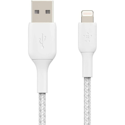Belkin Кабель USB-A > Lightning заряджання/синхронізації 2м, 12Вт, плетений, білий