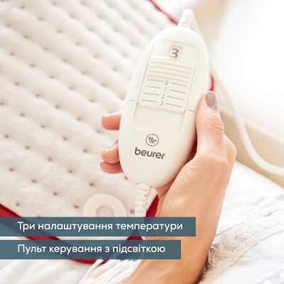 Beurer Електрогрілка, 33х44см, 100Вт, 3 режими, авт. вимкн. через 90 хв, мікроволокно, біло-червоний Beurer Електрогрілка, 33х44см, 100Вт, 3 режими, авт. вимкн. через 90 хв, мікроволокно, біло-червоний