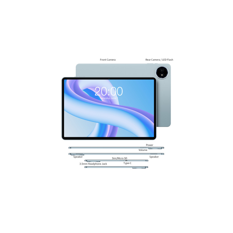 TECLAST Планшет M50 Plus 10.1" 6ГБ, 128ГБ, LTE, 7000мА•год, Android, блакитний