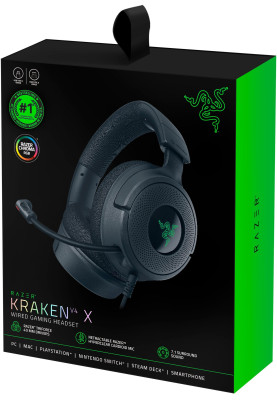 Razer Гарнітура ігрова Kraken V4 X, 7.1, USB-A, 1.8м, RGB, чорний