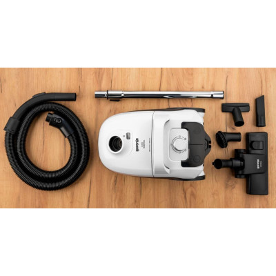 Gorenje Пилосос мішковий, 800Вт, 3л, вага-6.5кг, HEPA, індикатор, телескоп, білий