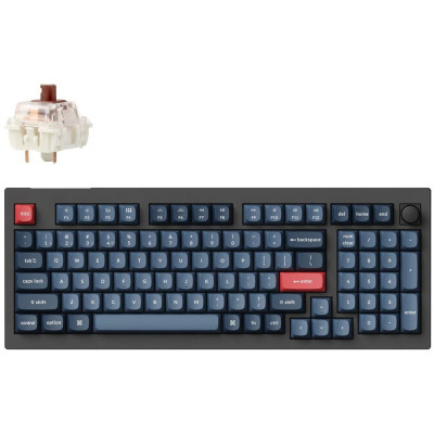 Keychron Клавіатура механічна V5 Max 100Key, Gateron Jupiter Brown, Knob, WL/BT/USB-A, Hot-Swap, QMK, EN/UKR, RGB, чорний