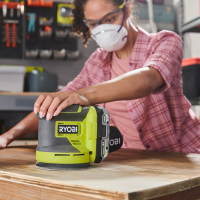 Ryobi Шліфмашина ексцентрикова ONE+ RROS18-0, 18В, акумуляторна (без АКБ та ЗП)