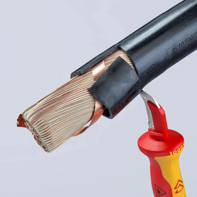 Milwaukee Ніж монтерський KNIPEX, діелектричний, для робіт під напругою 1000В, вигнуте лезо, 180мм, 0.068кг