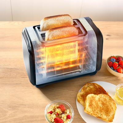 Tefal Тостер Subito 1100Вт, розморожування, щипці, нерж. сталь, чорний