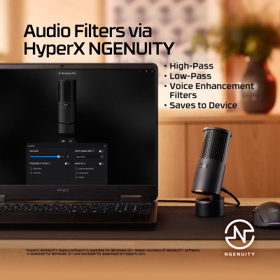 HyperX Мікрофон геймінговий SoloCast 2, Omni, USB-A, 2м, NGenuity, чорний