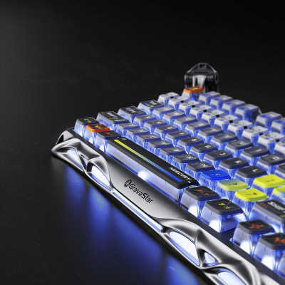 GravaStar Клавіатура механічна Mercury K1 Pro 80keys, GravaStar x Kailh Speedy Mint, BT/WL/USB, RGB, Interstellar Silver