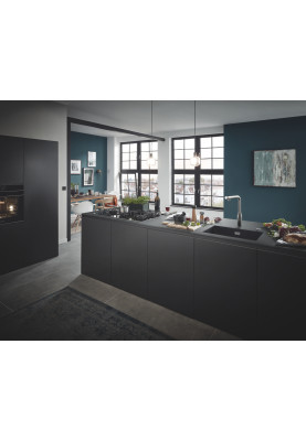 Grohe Мийка кухонная K700U кварц. композит, прямокут., без крил, 610х460х210мм, чаша - 1, врізна, чорний граніт