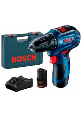 Bosch Шурупокрут-дриль акумуляторний GSR 12V-30, 12В 2x2.0 Аг, 30Нм, 20+1, 420/1600об/хв, безщітковий, 0.78кг