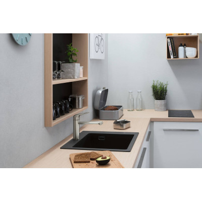 Hansgrohe Змішувач для кухні Focus M42, довж.виливу - 217мм, поворотний, 1важіль, KM120, сталь