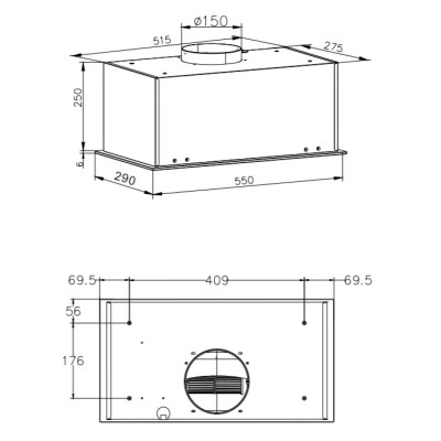Hansa Витяжка вбудована, 55см, 790м3ч, білий